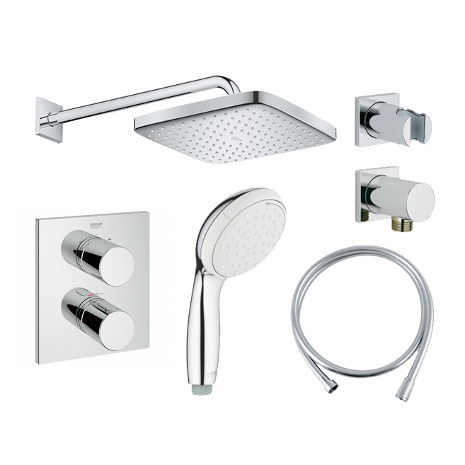 GROHE Tempest 250 Cube <br>定溫埋壁方型花灑套組<br> (鉻色)產品圖