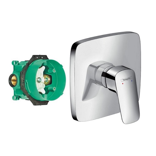 Hansgrohe<br> 71605000 + 01800180<br> Logis 埋壁式-單出水面板+軸心  |淋浴花灑|HANSGROHE|埋壁式面板