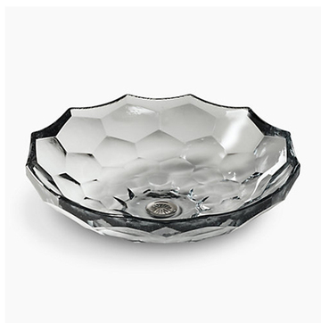 〝KOHLER 促銷商品〞<br>K-2373-B11<br>Briolette 圓型玻璃檯面盆(水晶色)<br>(44.5 cm)  |特殊色面盆