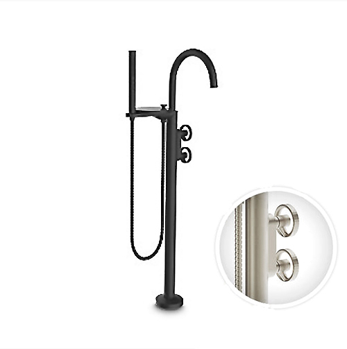 〝KOHLER 促銷商品〞 <br>K-77984T-9-BL<br>Components 立柱式浴缸龍頭<br>輪型把手 (霧黑)  |浴缸龍頭|KOHLER|立柱式浴缸龍頭