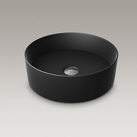 〝KOHLER 促銷商品〞<br>K-90012T-HB1<br>Mica 圓形獨立盆(霧黑)  |黑色系列|面盆
