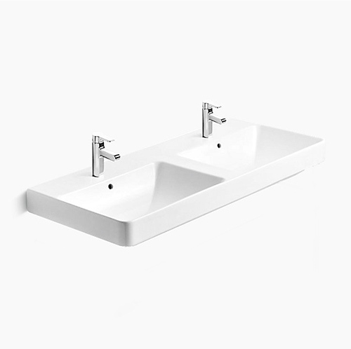 〝KOHLER 促銷商品〞<br>K-2748T-1-0<br>Forefront 雙盆單孔檯面盆<br> (120 x 52 cm)  |面盆|KOHLER|檯上盆