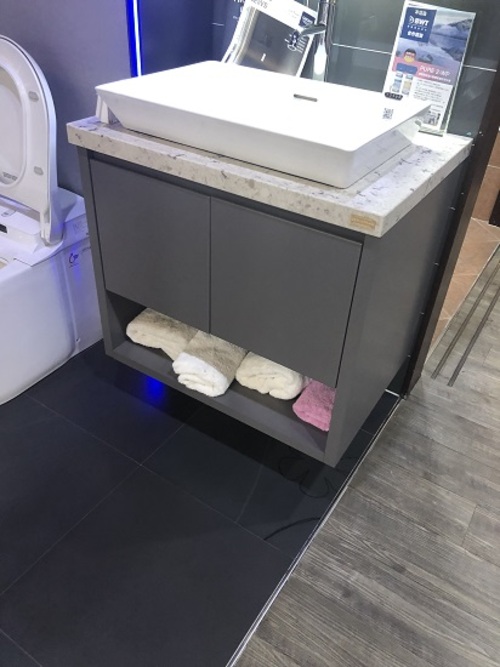 KOHLER K-EX21060T-0 BRAZN 長方形獨立面盆<br>+杜邦石英石 珠光石<br>訂製發泡防水下開放櫃體