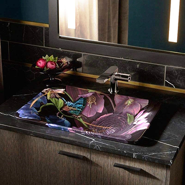 〝KOHLER 促銷商品〞<br>K-30334-DM2-0 長方形獨立盆<br>繁花系列午夜花款 <br>(53.6 x 37 cm) 