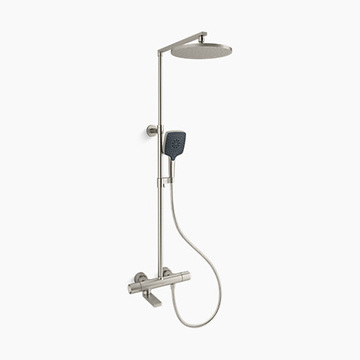 KOHLER K-73111T-7-BN<br>Composed 恆溫淋浴柱(羅曼銀)<br>含下出水  |淋浴花灑|KOHLER|蓮蓬頭伸降桿/掛座/淋浴柱 套組