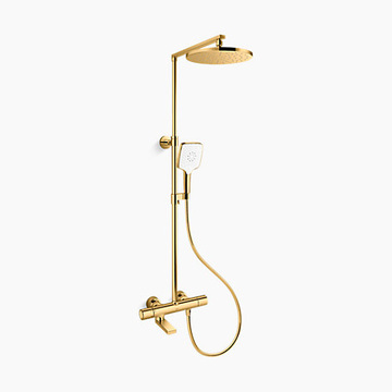 KOHLER K-73111T-7-PGD<br>Composed 恆溫淋浴柱(亮金)<br>含下出水  |淋浴花灑|KOHLER|蓮蓬頭伸降桿/掛座/淋浴柱 套組