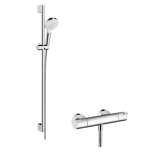 Hansgrohe  27813-40<br>Crometta 淋浴定溫龍頭組 90cm<br>(無下出水款式)  |淋浴花灑|HANSGROHE|蓮蓬頭伸降桿/掛座/淋浴柱 套組